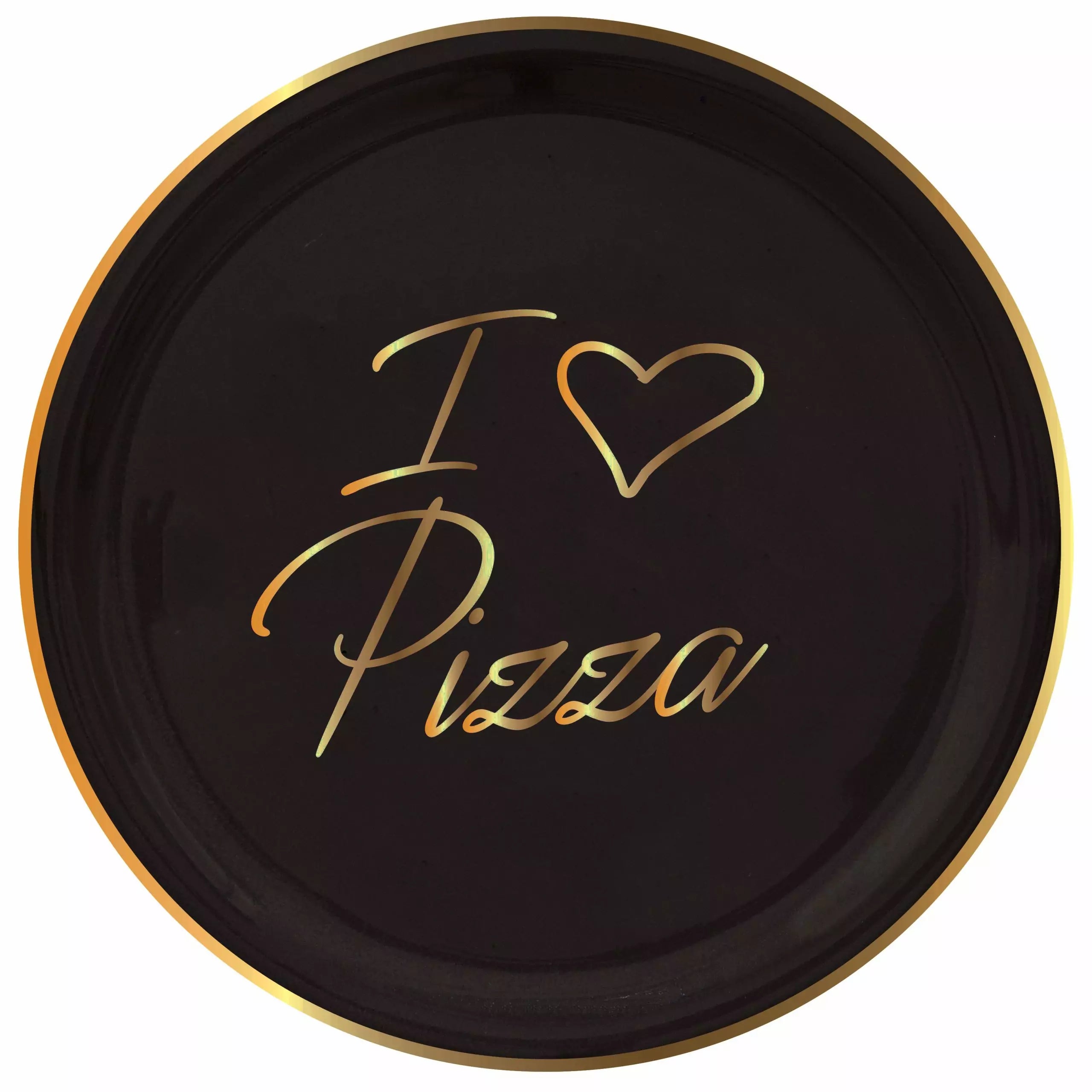 GOLD PIZZA PLATE “I ❤ PIZZA” - Black